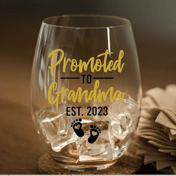 Promoted To Grandmother Wine Glass with Gift Box, Est.2023, Funny Grandma Gifts - Picture 2 of 7